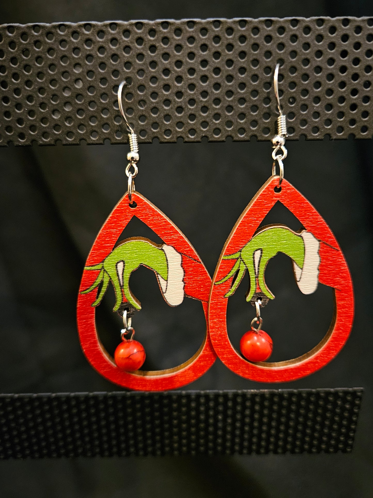 Grinch Wood Earrings