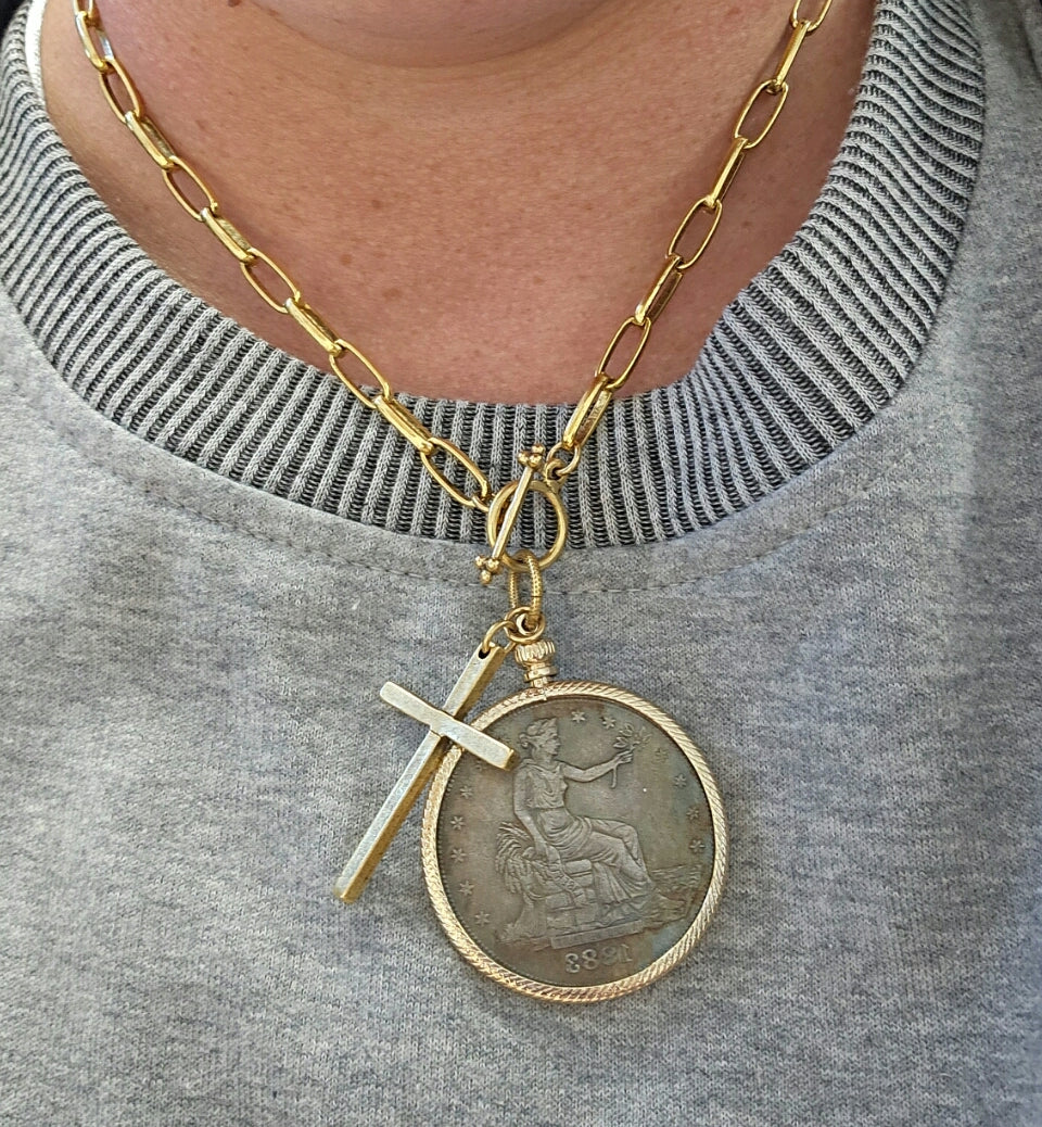 Coin Cross Necklace