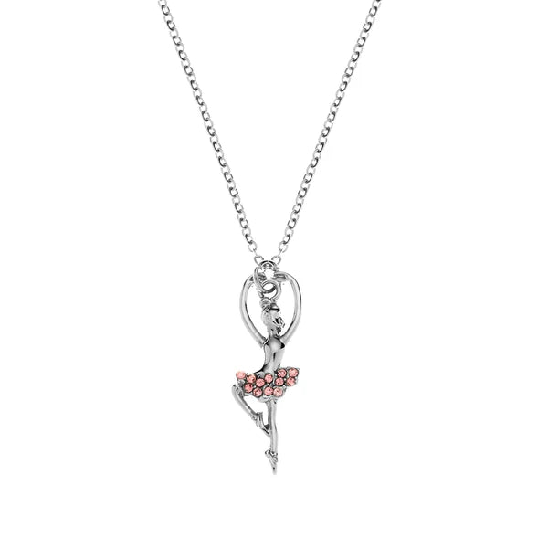 Girls Pink Rhinestone Dance Necklace