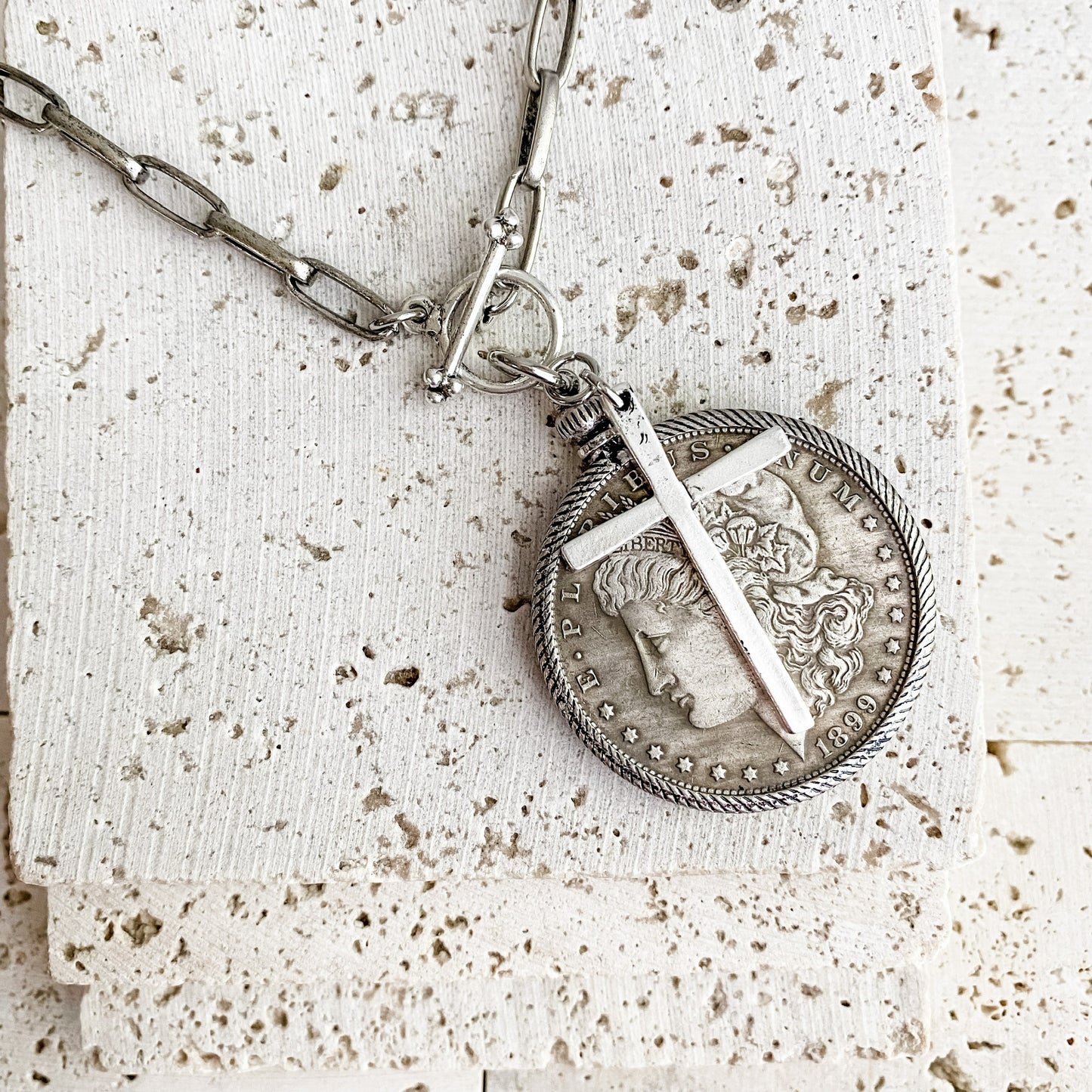Coin Cross Necklace