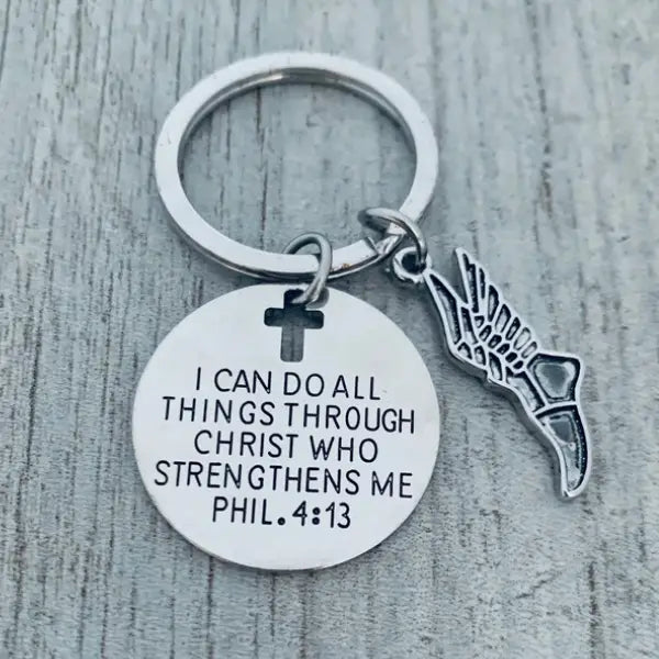 Track and Field Key Chain - I can do all things through Christ