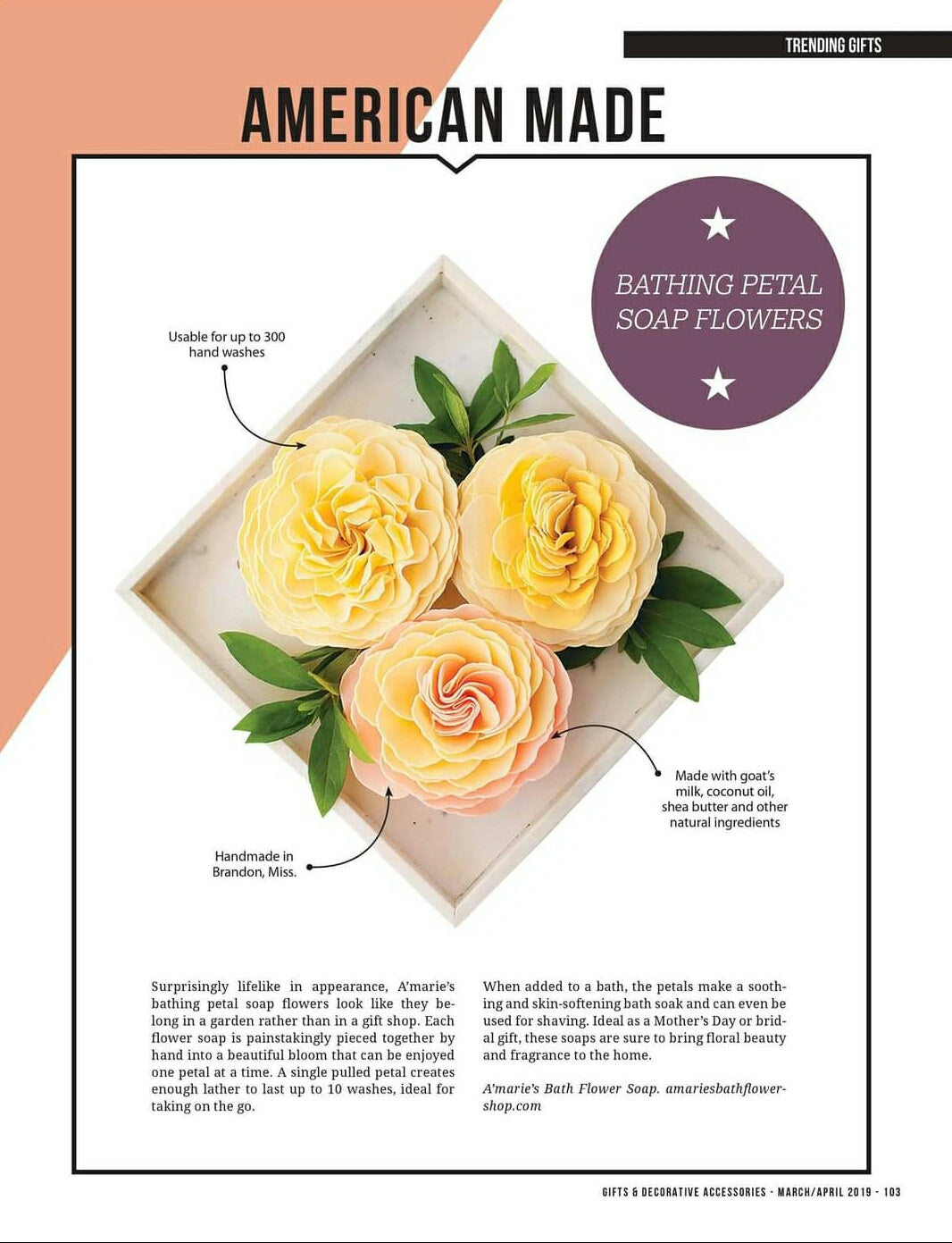 Peppermint Peony -Soap Flower