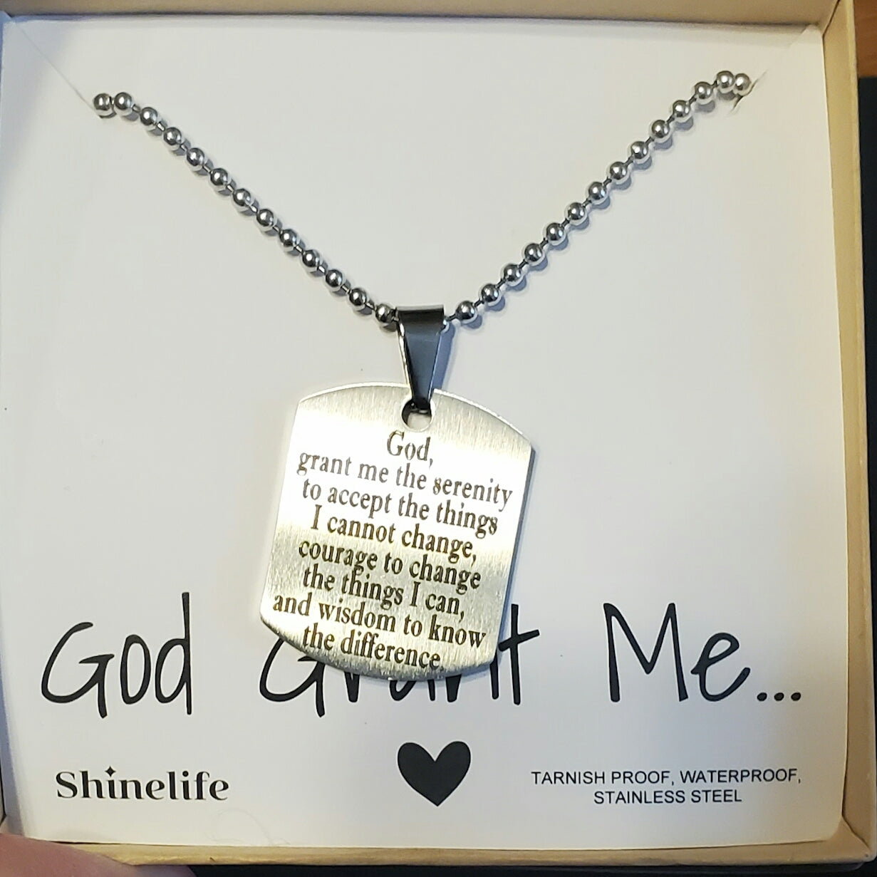 Serenity prayer on a Dog-tag