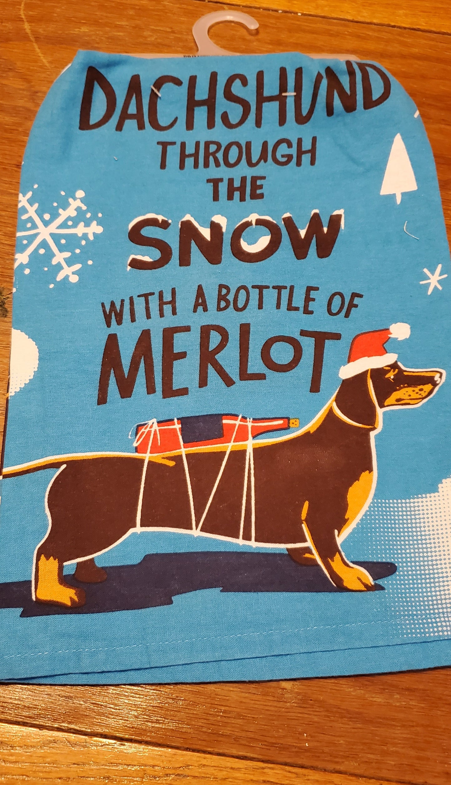 Dachshund Through the Snow -Dish Towel
