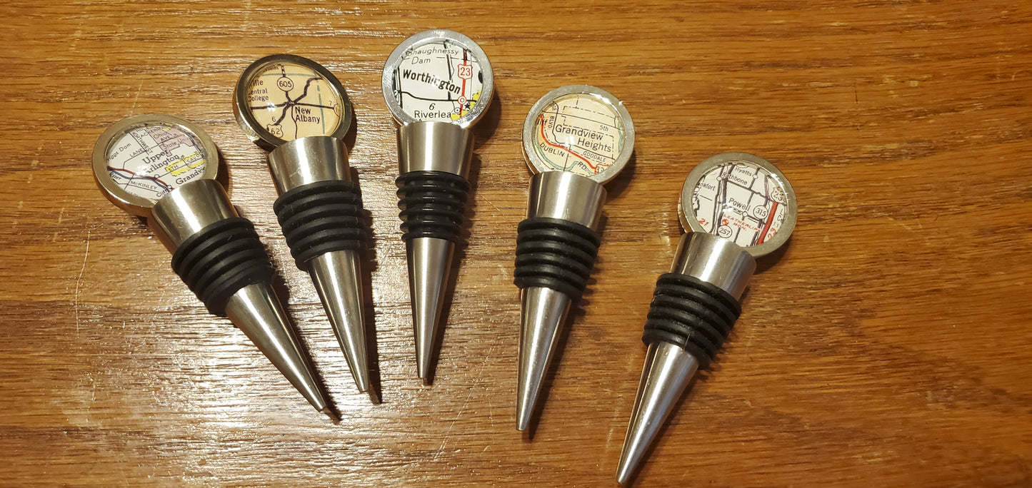 Map Wine Stoppers- Central Ohio
