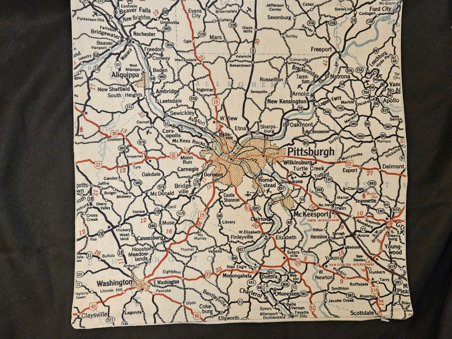 Vintage Pillow Cover -Pittsburgh, PA