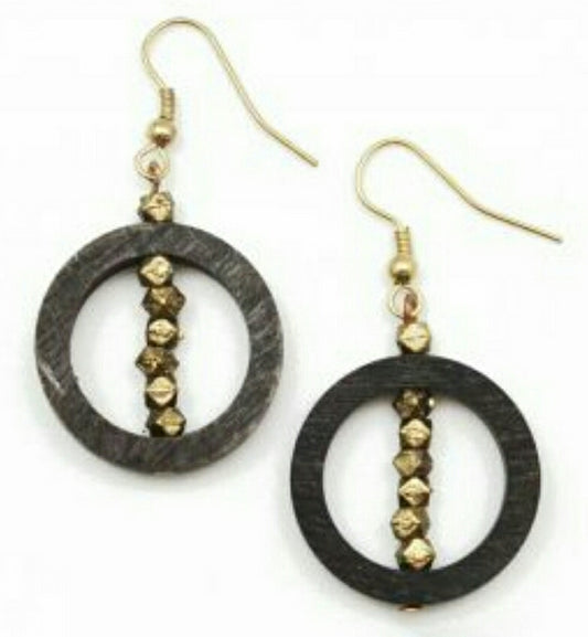 Gray Earrings with Beads in Center