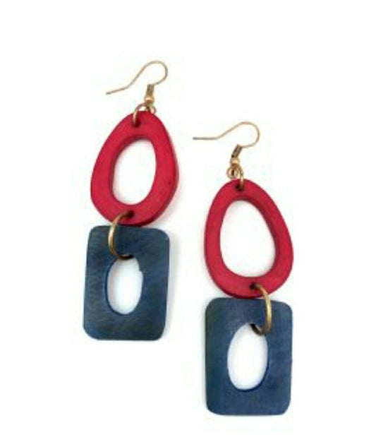 Omala Red & Blue Earrings