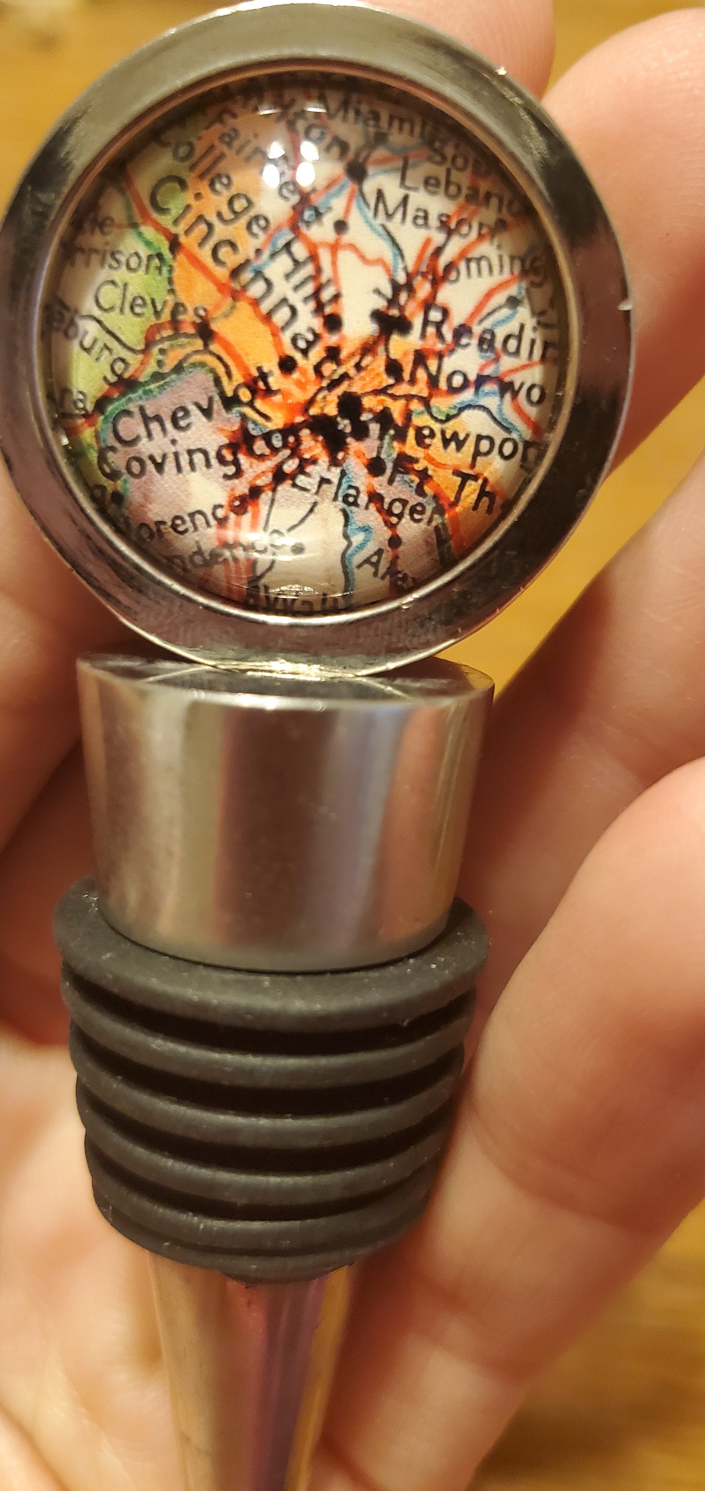 Map Wine Stopper -Cincinnati